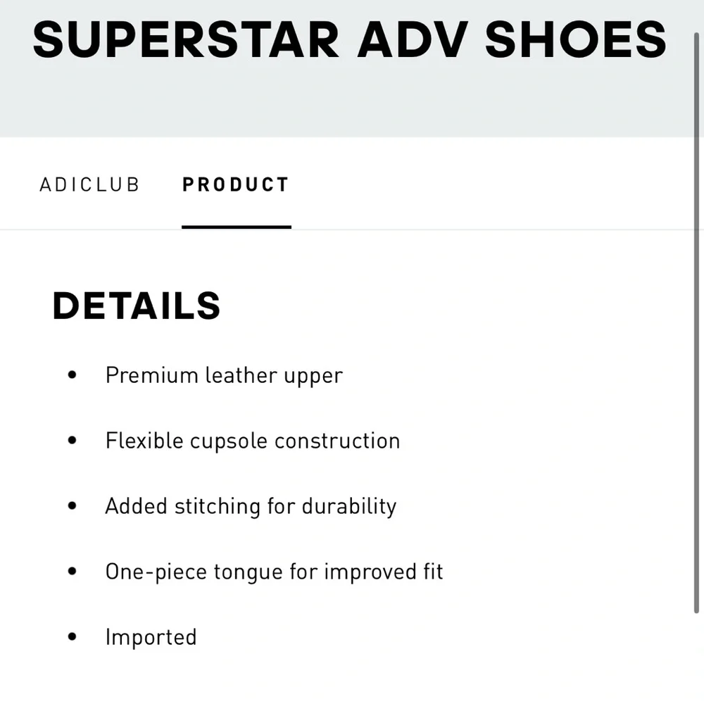 SUPERSTAR ADV SHOES size 8.5 - Picture 13 of 13